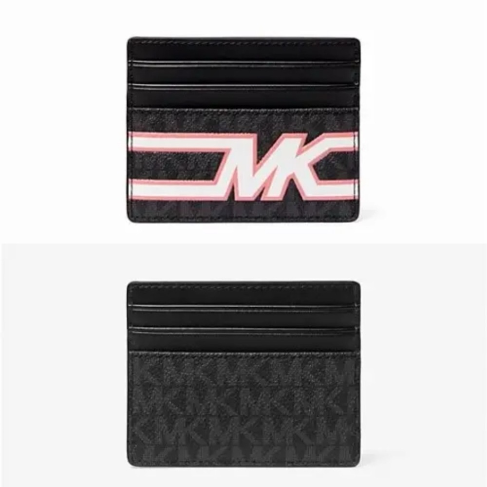 Michael Kors Cooper Faux Leather Tall Card Wallet Case 7 Card Slot Logo Holder